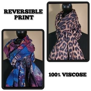 SHALIMAR ACCESSORIES Reversible Multi-Color Geometric & Animal Print Scarf/Wrap